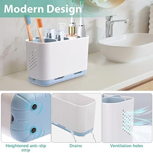 Boperzi 6-Slot Toothbrush Holder with Drainage and Anti-Slip Design