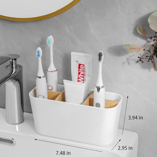 Heagoale Bamboo Toothbrush Holder with 5 Slots