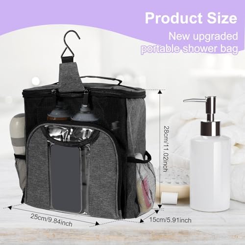 Portable Shower Caddy for Dorm Bathroom and Travel - Grey
