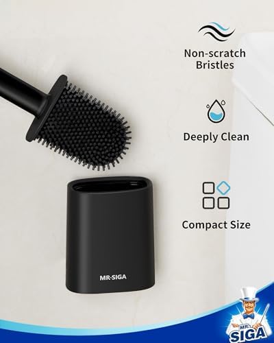 MRSIGA Toilet Brush and Holder Set 2 Pack
