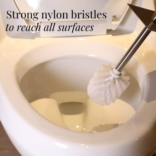 GOBAM Bamboo Toilet Bowl Cleaner with Holder - Hidden Stainless Steel Brush