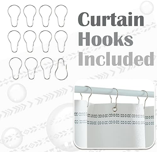 Jinchan Grey White Boho Stripe Shower Curtain Set 70x72 Inches Waterproof with Hooks