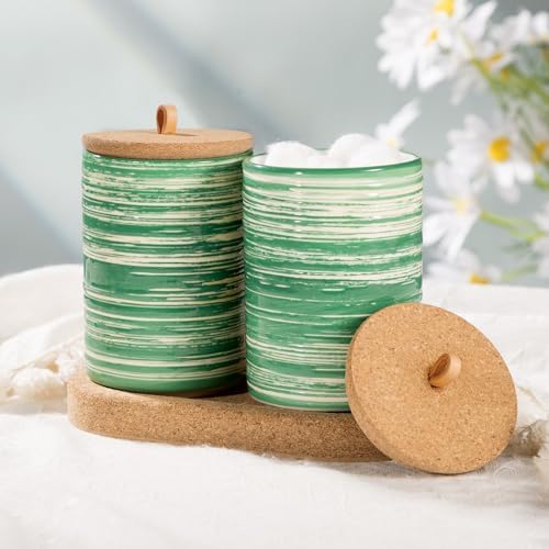 BSICPRO Qtip Holder Set with Vanity Tray - Green