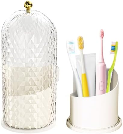 ONEPEACE 3-Slot Rotating Toothbrush Holder with Sliding Lid