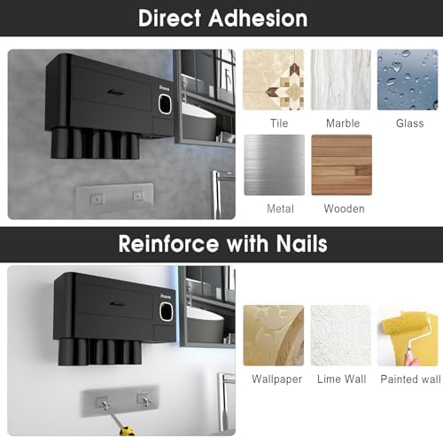 iHave Wall Mounted Toothbrush Holder with Dispenser and Drawer