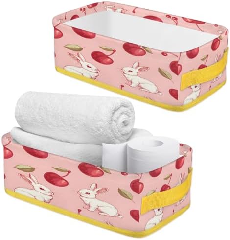 Spring Easter Rabbit Toilet Paper Storage Basket with Handles