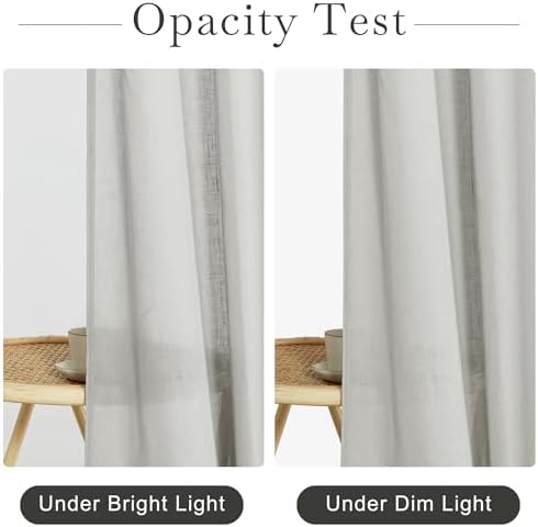 KGORGE Semi Sheer Linen Shower Curtain - 72x90 Inches Grey with Hooks