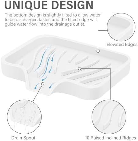SAISN Silicone Soap Dish 2 Pack with Drain