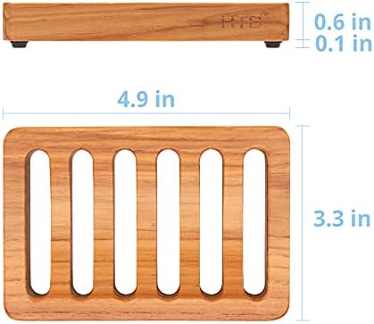 HTB Teak Wood Slotted Soap Holder for Shower Sink and RV