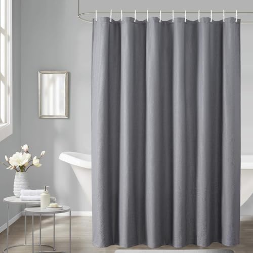 OVZME Berry Grey Shower Curtain Set with 12 Hooks