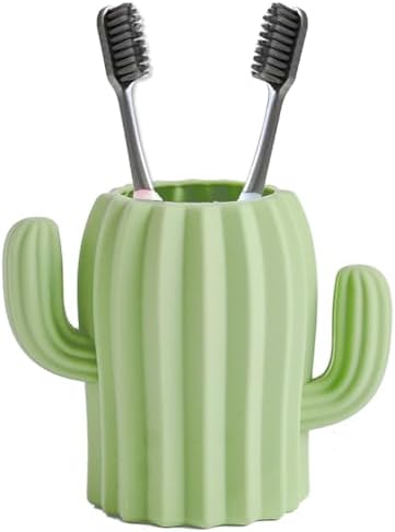 Maxramic Silicone Kids Cactus Toothbrush Holder Unbreakable Green