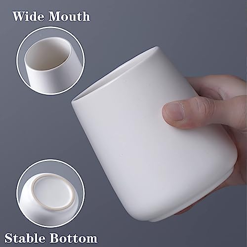 Eyrozia White Ceramic Toothbrush Holder for Bathroom