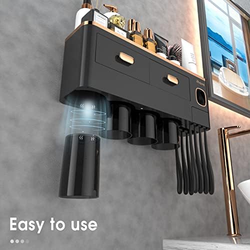 iHave Toothbrush Holder with Toothpaste Dispenser and Cosmetic Drawers