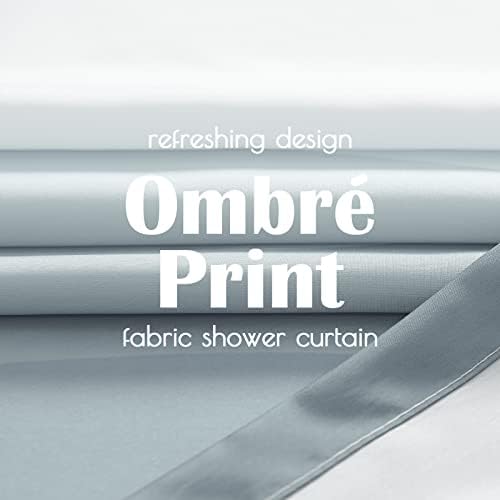 Jinchan Ombre Grey Ocean Wave Shower Curtain with 12 Hooks 70x72 Inches
