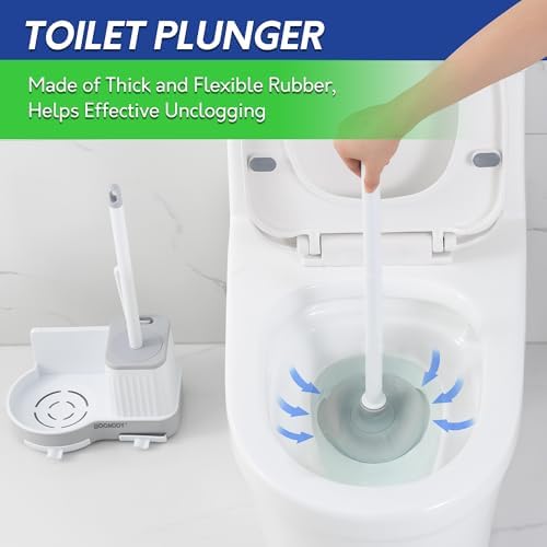 BOOMJOY Toilet Brush and Plunger Set with Hidden Holder