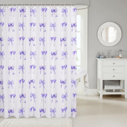 Feelyou Purple Bow Bath Curtain Set 72x78