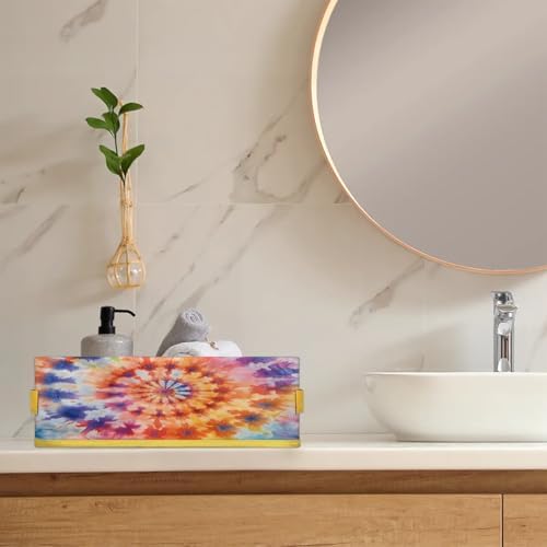 Snatocys Tie Dye Toilet Paper Basket with Handles