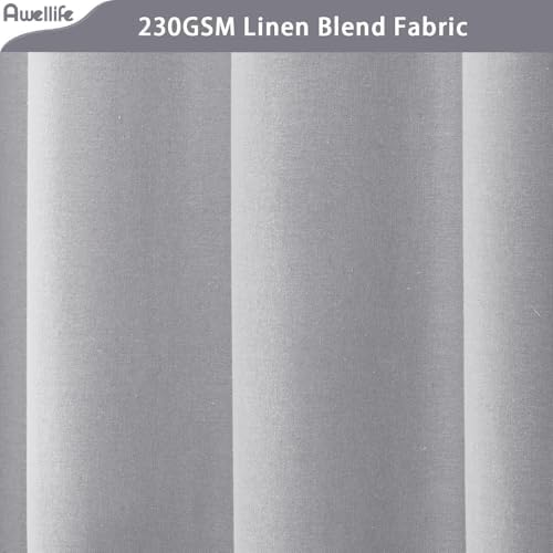 Awellife Grey Linen Textured Shower Curtain 84 Inch