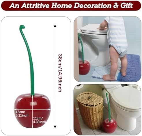 ADNIKIA Red Cherry Toilet Brush with Holder