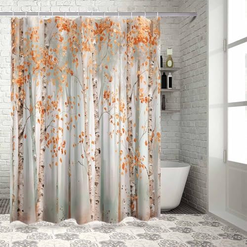 Funnywall88 72 Inch Waterproof Shower Curtain Set with 12 Hooks