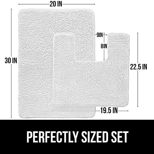 Gorilla Grip White Bath Rug and Shower Curtain Set