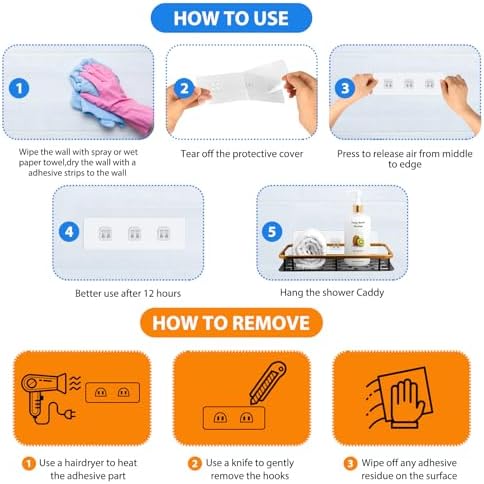 Cecliy 16-Pack Adhesive Hooks for Shower Caddy and More