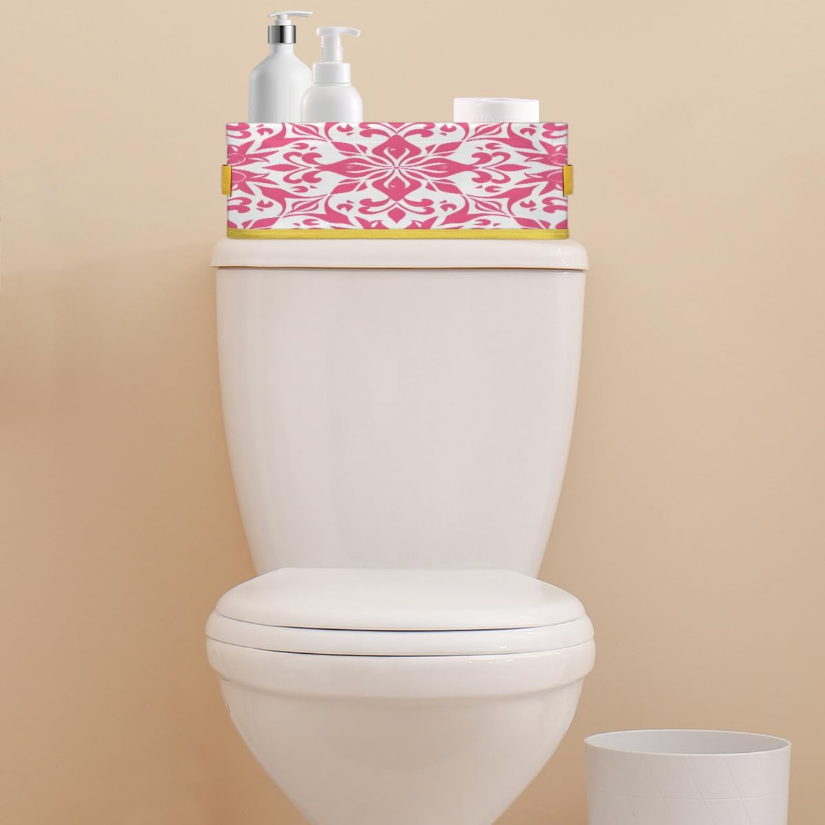 Geometric Flower Toilet Paper Storage Basket with Handle
