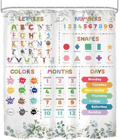 Mitpok Kids Alphabet ABC Cartoon Animal Shower Curtain