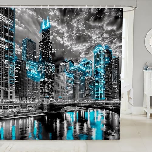 Feelyou Manhattan Night View Kids Shower Curtain Set