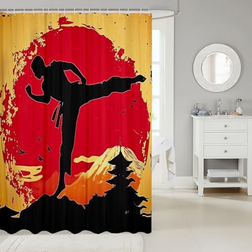 Feelyou Kids Taekwondo Shower Curtain Set 72x84 1