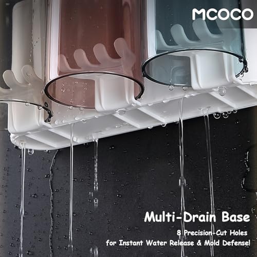 MCOCO Wall Mounted Toothbrush Holder with 2 Cups and 4 Slots