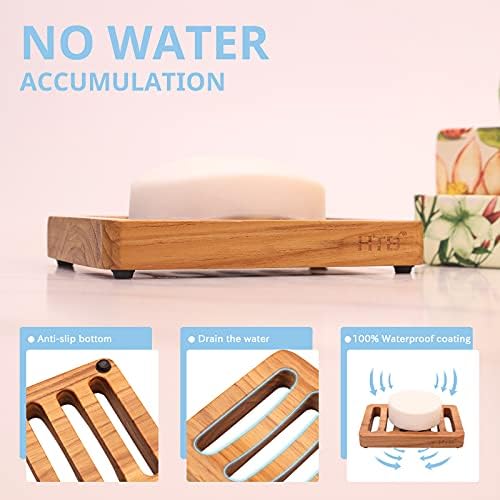 HTB Teak Wood Slotted Soap Holder for Shower Sink and RV