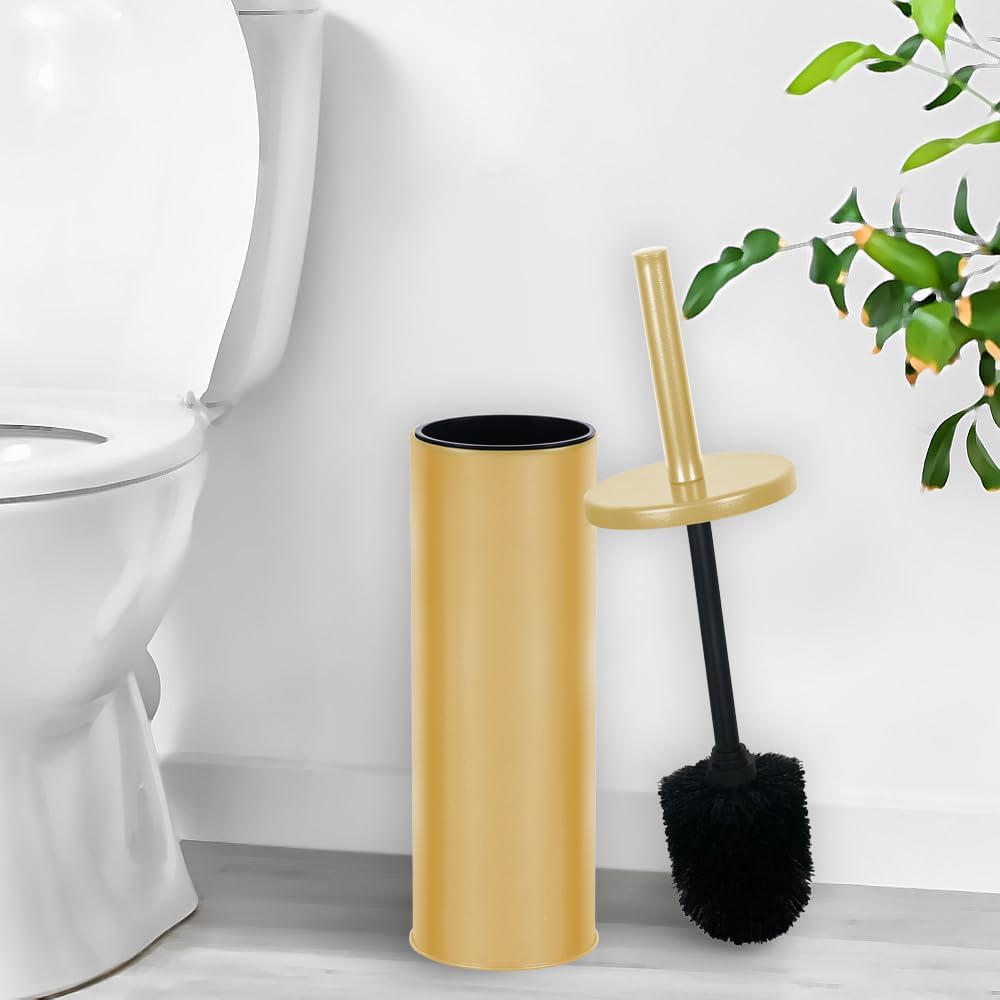 Zahari Home Toilet Bowl Brush with Holder - Painted Satin Gold