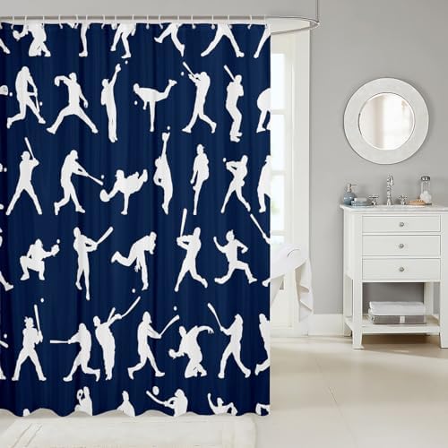 Feelyou Baseball Shower Curtain Set 72x72 Kids Baseball Player