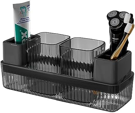 Vowupt Toothbrush Holder Set 2 Cups Organizer