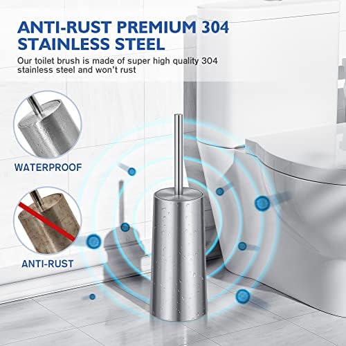 Wsedor Toilet Brush and Holder - 304 Stainless Steel Rust Resistant Elegant Design