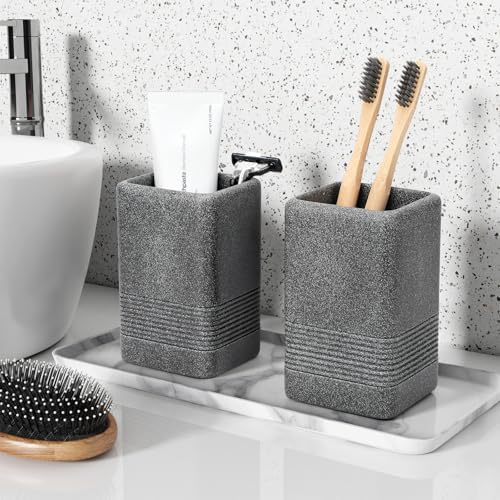 INIUNIK 2PCS Resin Toothbrush Holder Set Dark Grey