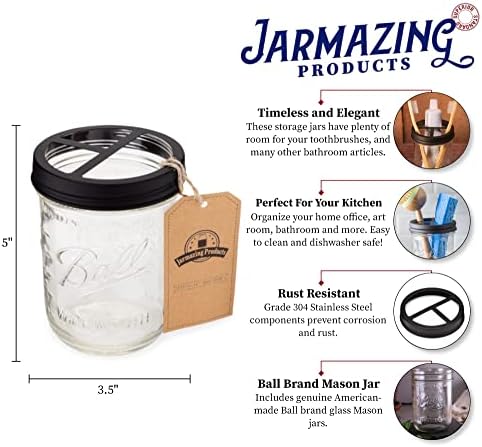 Jarmazing Products Mason Jar Toothbrush Holder Black 1