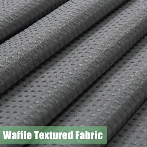 AMM No Hook Waffle Weave Shower Curtain with Snap in Liner Set Gray
