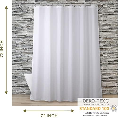 Popkozzi White Linen Textured Shower Curtain 72x72 1