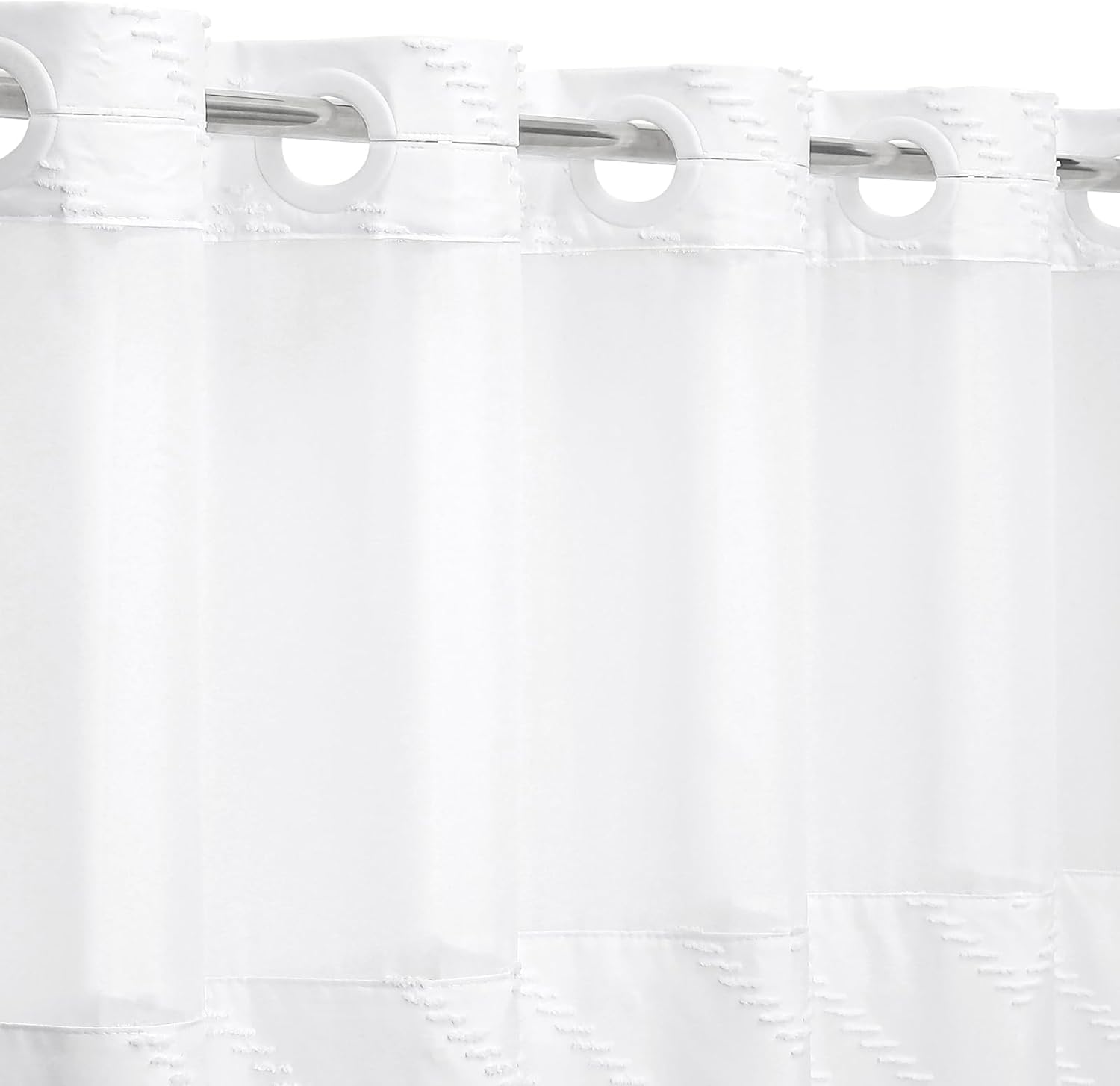 White Small Stall Boho Shower Curtain with Snap-in Liner 36x74