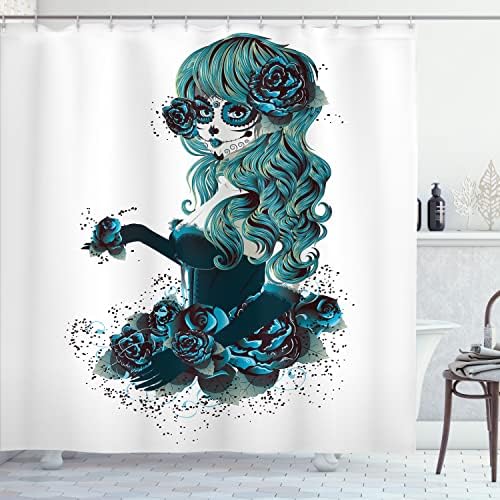 Ambesonne Skull Shower Curtain Set with Hooks