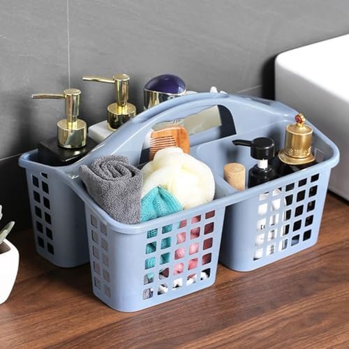 Plastic Shower Basket with Compartments and Handle - White