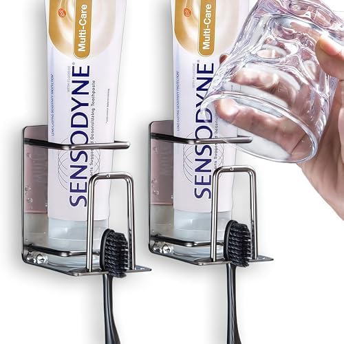 HANZE 2 Pack Wall Mounted Toothbrush Holder
