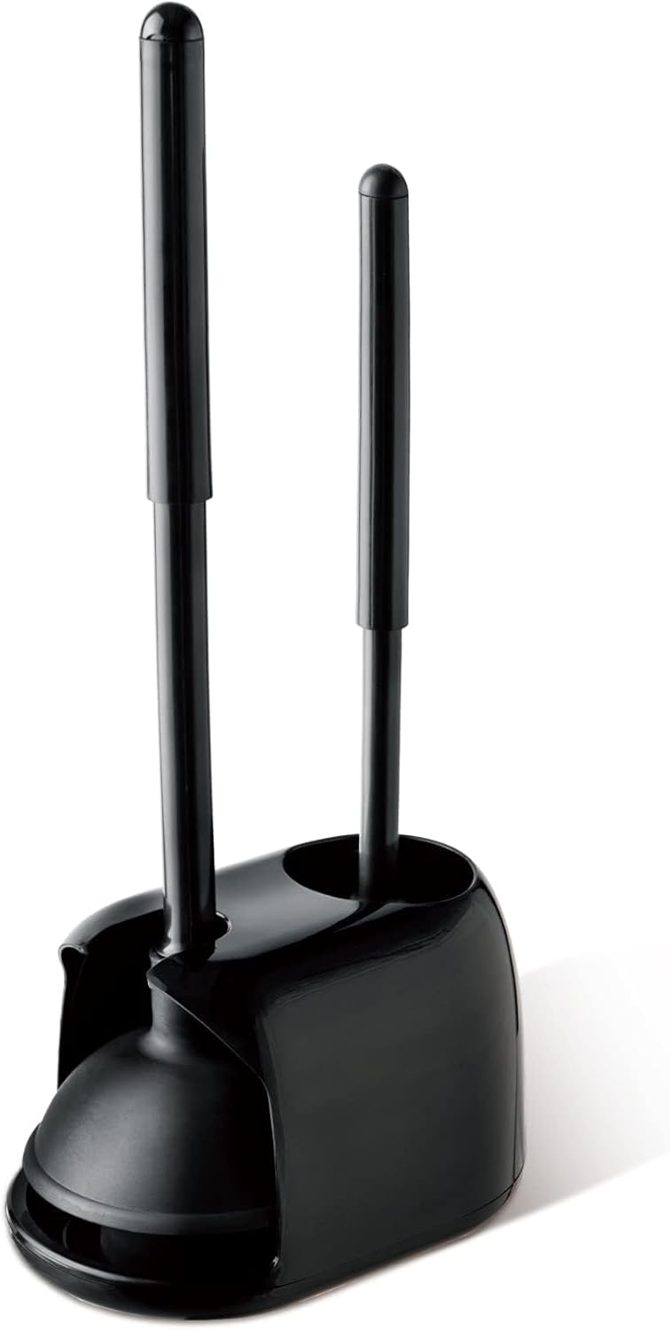 Eyliden 2 in 1 Toilet Plunger and Brush Set with Holder Black