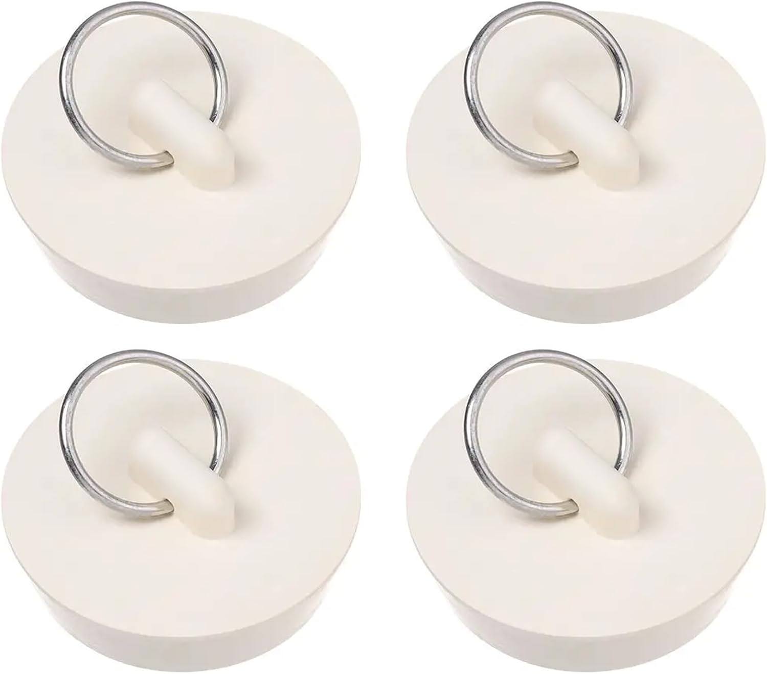 4 Pcs White Rubber Drain Stoppers for 1-58 Inch Pipes