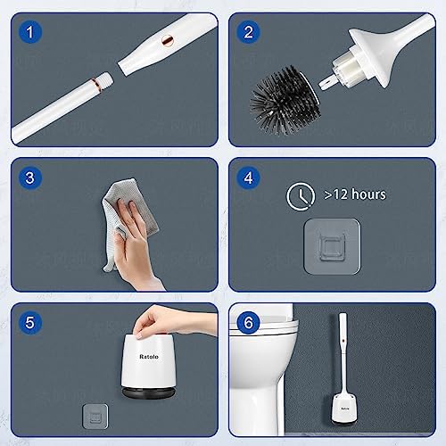 Electric Toilet Brush with Rechargeable Battery and Ventilated Holder