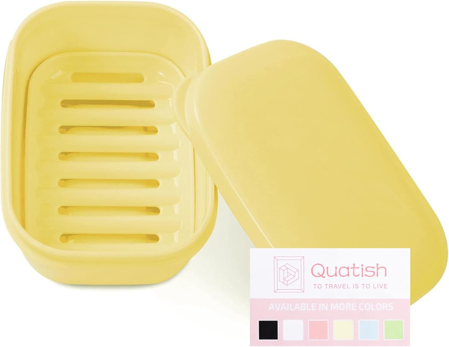 Quatish Leakproof Soap Holder with Lid and Drainage Layer