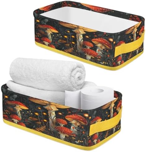 Mushroom Pattern Toilet Paper Basket with Handles 1