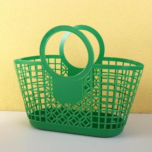 1PCS Durable Hollow Storage Basket for Kitchen and Shower Yellow